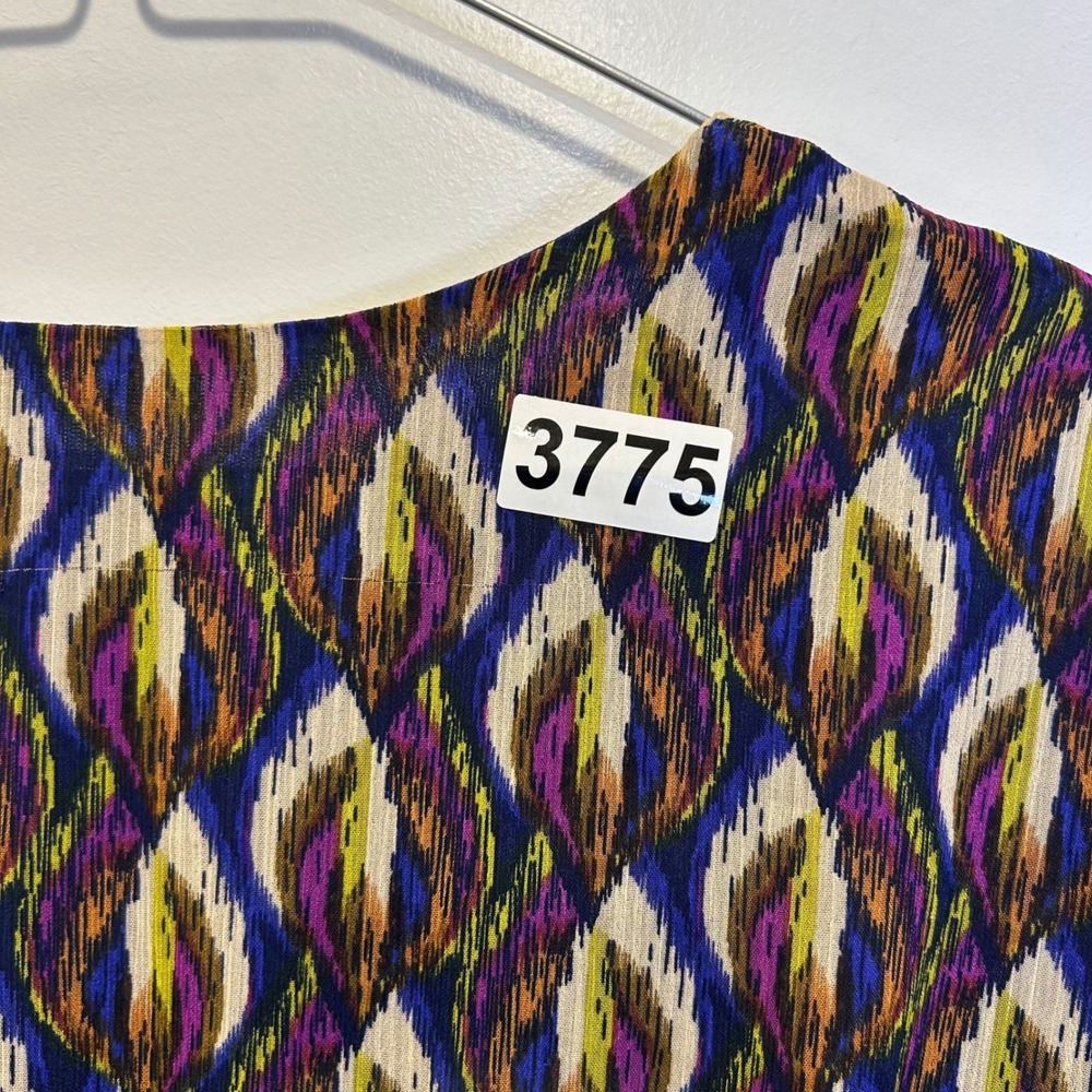 Taylor Womens Maxi Dress Abstract Geometric Smocked‎ Waist Purple Blue XL - Picture 7 of 7